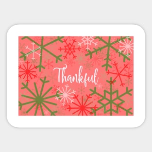 Thankful Holiday Christmas Design Snoflakes Sticker